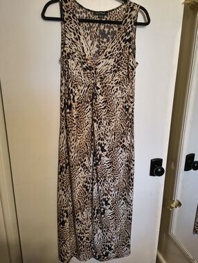 Slinky Brand Leopard Print Dress - Beige & Black